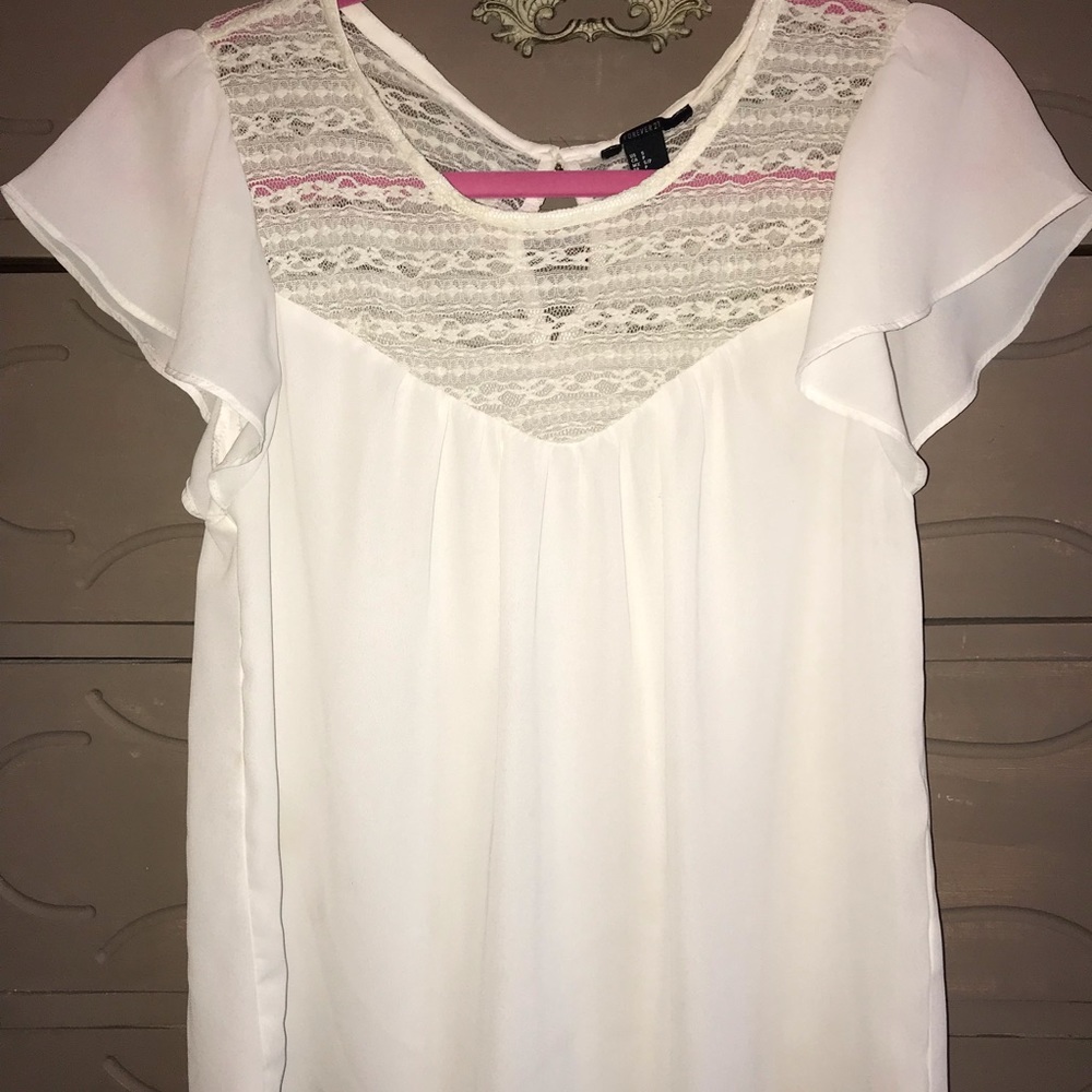 Ivory flutter sleeve top, Small